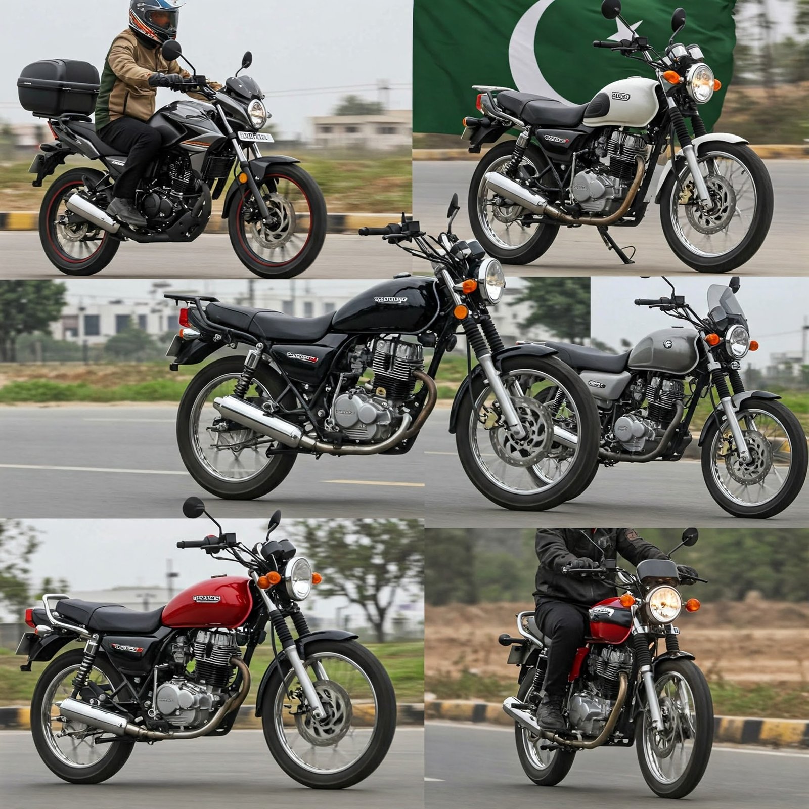 A dynamic collage showcasing the diversity of motorcycle styles.
